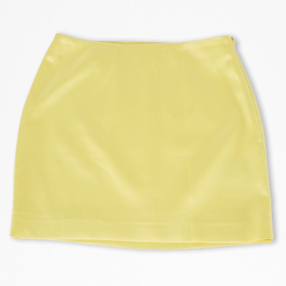 Solid Satin Fit Mini Skirt - Yellow